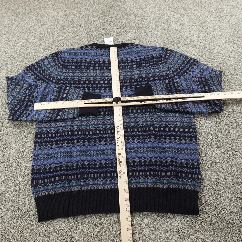 NEW J Crew Sweater Mens M Blue Nordic Fair Isle Lambswool Knit Crewneck Pullover